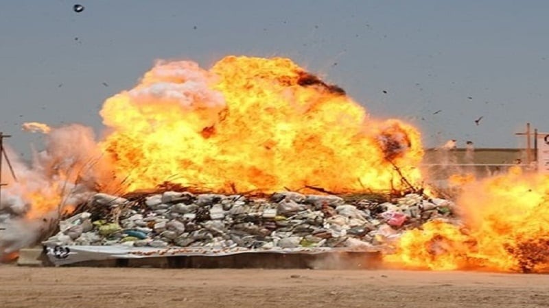 نابودی ۱.۵ تُن موادمخدر و صدها تابلت روانگردان در نیمروز