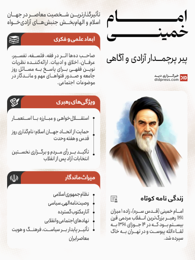 امام خمینی؛ پیر پرچمدار آزادی و آگاهی – اینفوگرافیک